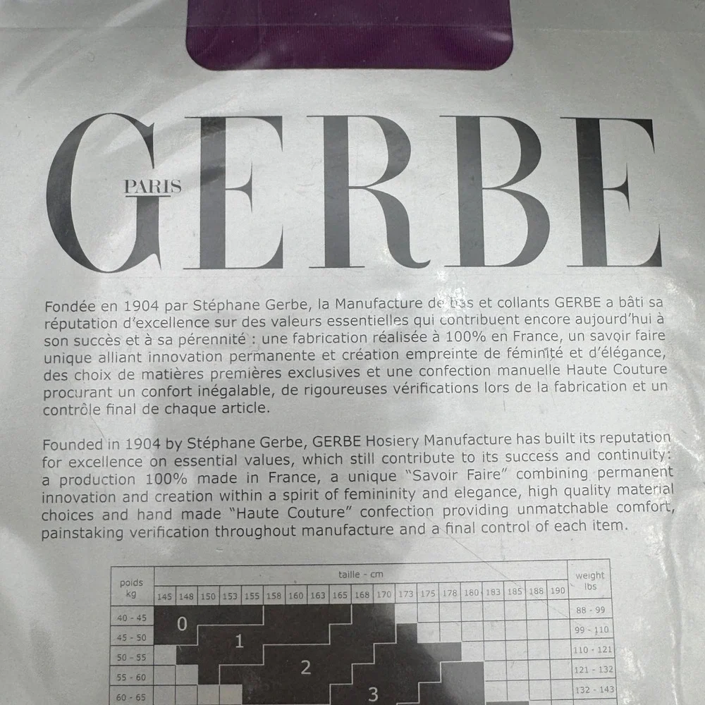 Gerbe Paris‎ Futura 40 Fuchsia Tights Handmade in France Silk Blend Size 1 NEW